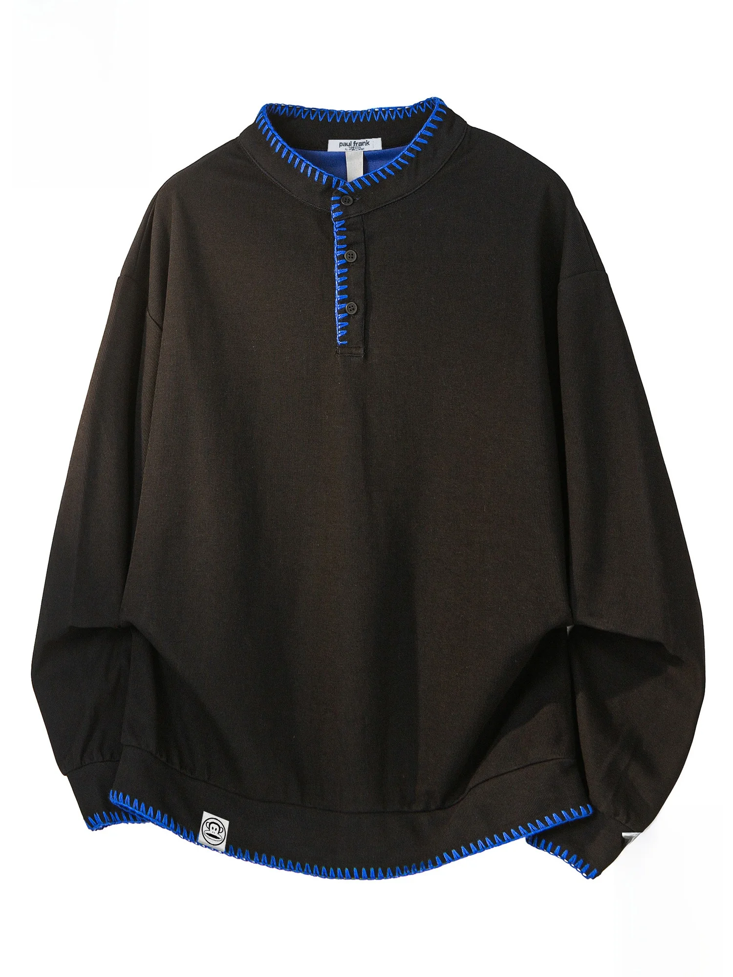

PaulFrank Hand Sewn Loose Casual Long Sve Hoodie Spring New Sle Cotton Polyester Blend Fabric Youth Faion Henry Collar