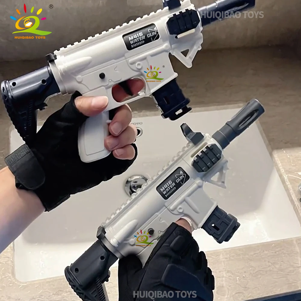 HUIQIBAO 2025 M416 pistola de agua Manual Rifle juguete de tiro verano juego al aire libre deportes acuáticos juguetes de playa para niños adultos regalo