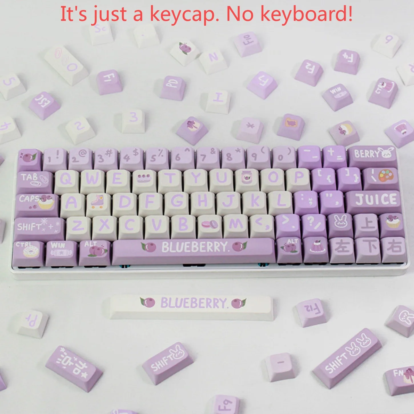 Light Purple Blueberry Juice PBT Keycap Set 133 Keys MOA Profile Custom Keycaps for 61/75/82/98/100/108 Keys Mechanical Keyboard