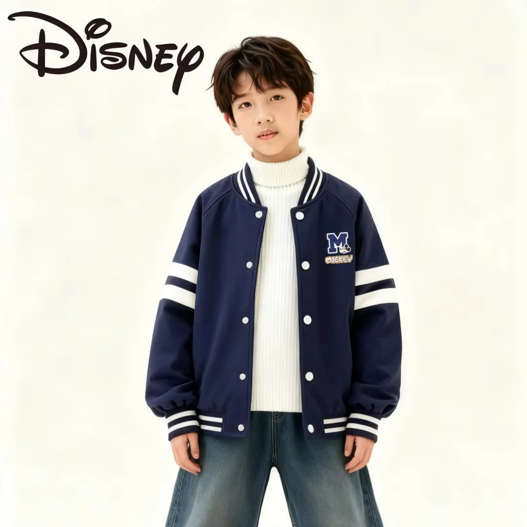 

Ветрозащитная теплая куртка-бомбер для мальчиков в стиле преппи с утеплителем и принтом Микки Мауса от Disney