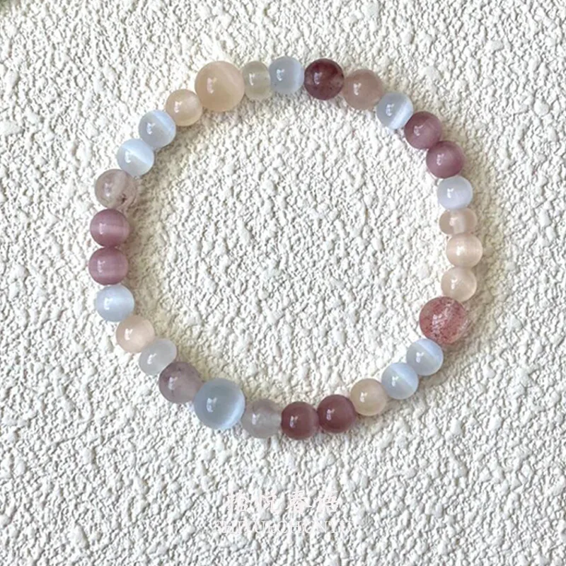 Yaochi Immortal Shadow New Chinese Cat Eye Stone Strawberry Crystal Bracelet With Ancient Style Exquisite Hand String And Cold