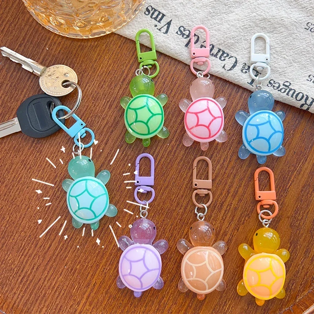 Cartoon Luminous Colored Turtle Pendant Keychain Resin Glow-in-the-dark Color Turtle Keyring Backpack Hangings Decoration Gifts