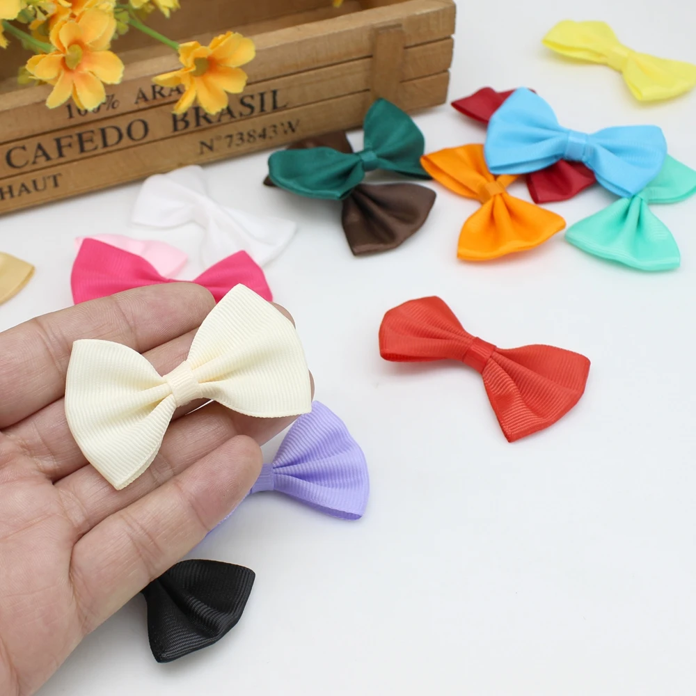 30pcs 4-6cm Handmade Satin Ribbon Bows DIY Sewing Garment Wedding Decor  Headwear Accessories