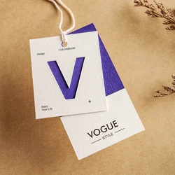 Customized Logo Luxury Clothing Garment Hanging Card Transparent Radiant Soft FilmPVC Plastic Paper Jeans Hang Clothes Tags