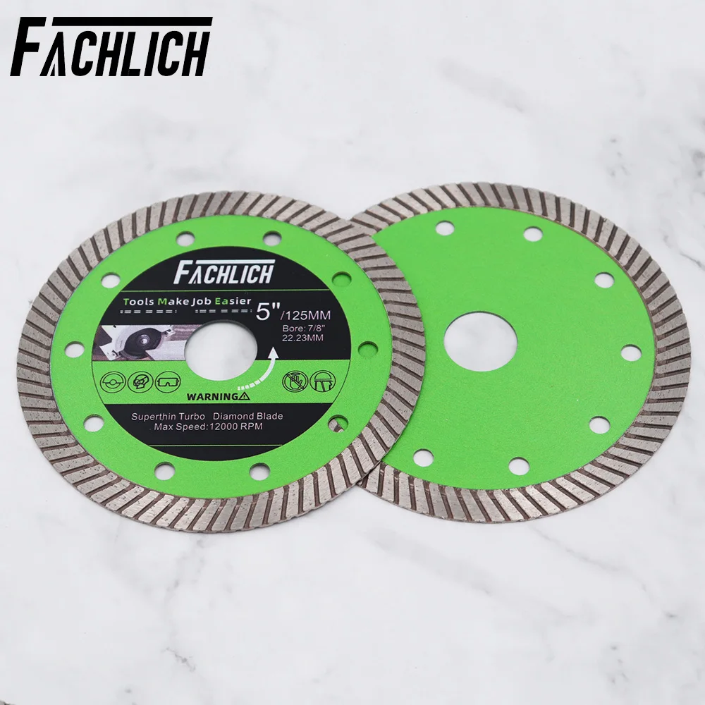FACHLICH 1/2/5 Stück 4/4,5/5 Zoll superdünne Turbo-Sägeblätter für Keramikfliesen, Granit, Marmor, Trennscheibe 105/115/125 mm – Detail 7