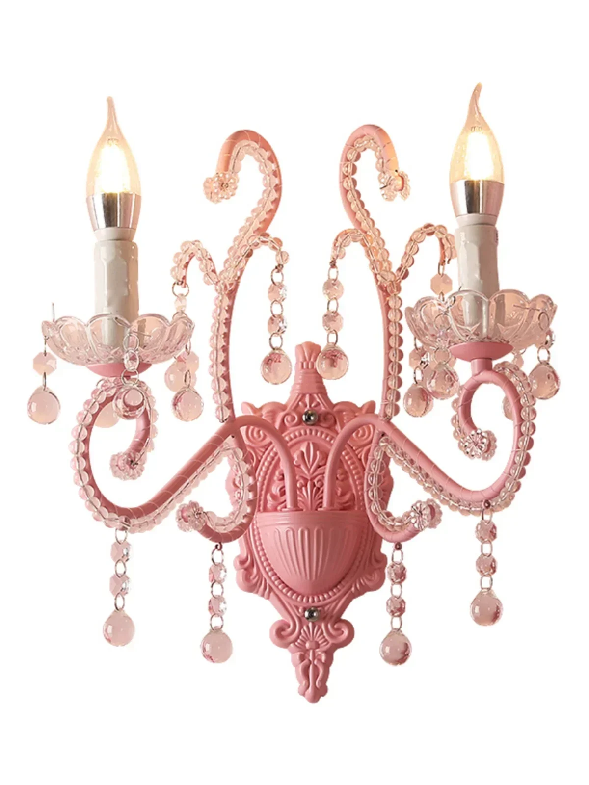 Pink Crystal Wall Lamps Princess Room Girl Bedroom Bedside Light Warm Romantic Living Room Children's Room Decor Wall Lights