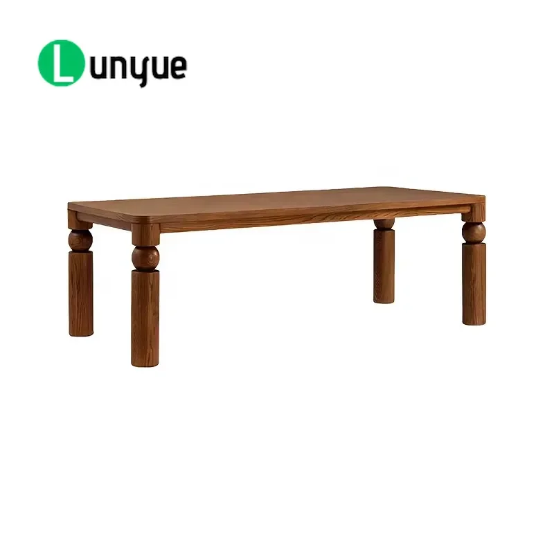 Japanese Style Modern Solid Wood Rectangular Dining Table Set for 6 People Simple Design Furniture for Home Restaurant Hotel