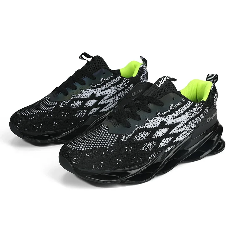 Men's Casual Sports Shoes Fly Woven Breathable TPU Wear-resistant Shock-absorbing Blade Running Shoes Student Trendy Sneakers