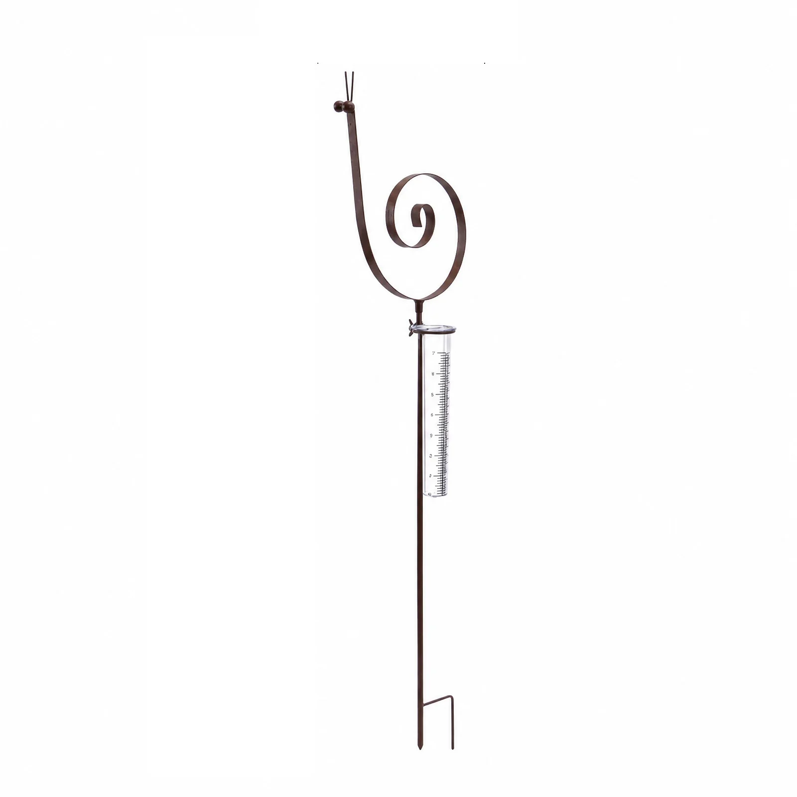 Metal Snail Rain Gauge Fun Outdoor Garden Decor Vintage Painted Distressed Rain Measurement Tool, Minimalist Garden Stake Decor