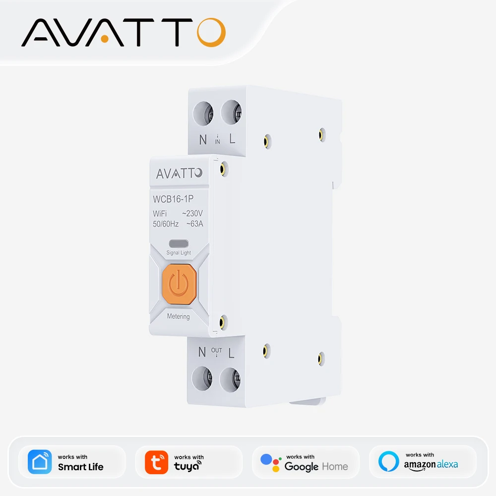 AVATTO WiFi Smart Circuit Breaker with Power Consumption Monitor,AVATTO APP Remote Control,Work with Alexa Google Home