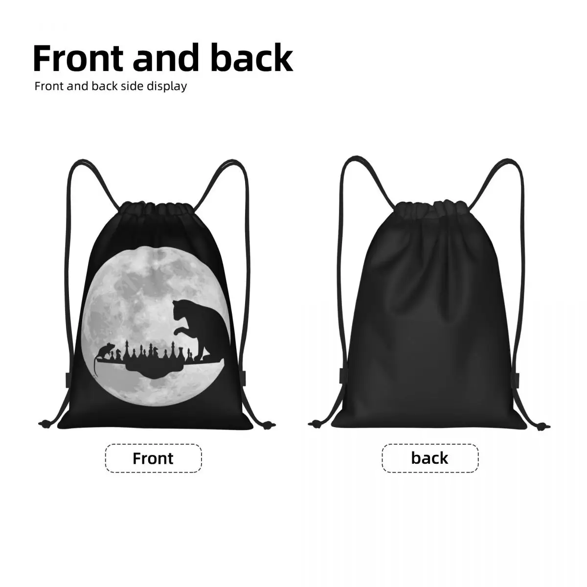 Custom Funny Chess Cat Drawstring Backpack Bags Men Women Lightweight Game Gym Sports Sackpack Sacks for Yoga