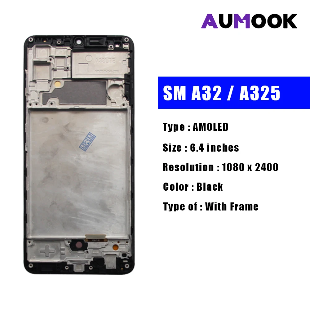 AMOLED For Samsung A32 4G LCD Display Touch Screen Digiziter Assembly For Samsung A32 4G A325 With Frame LCD Display