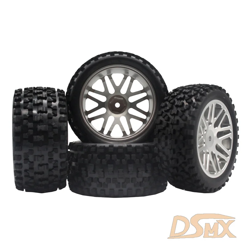 4PCS 85MM Off-Road Short Truck Tires Rubber Tyre Metal Aluminum Alloy Wheel Rim Hex 12MM For Nanda HPI HSP 94166 94170  94107