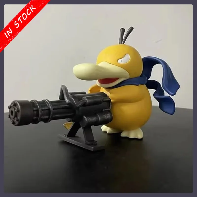 2025 Pokemon Serie Psyduck Gatling Gun Figure Toy Cute Duck Collection Figurine creative Modello Anime Periferico Ragazzi Regalo