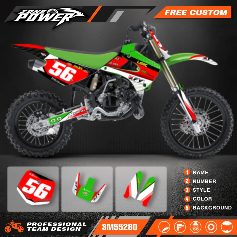 

Powerzone для KX 85, индивидуальные командные мотоциклетные графические наклейки, наборы клейких наклеек для Kawasaki KX85 KX 85 98-2013