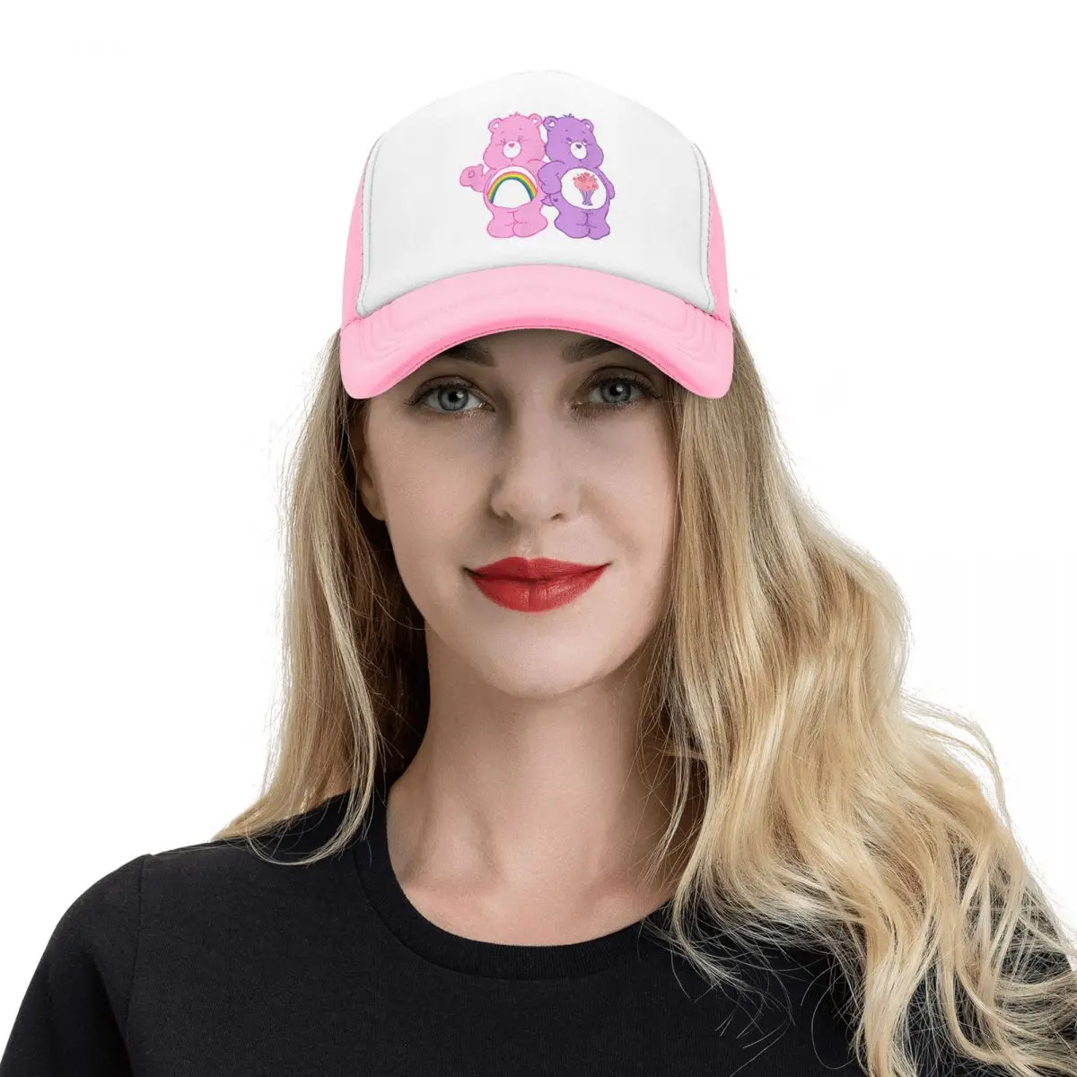 Care Bears Cheer Bear & Share Bear Best Friends Pink Duo Baseball Caps Men Trucker Hat Hats Adjustable Golf Hats Washable Hat