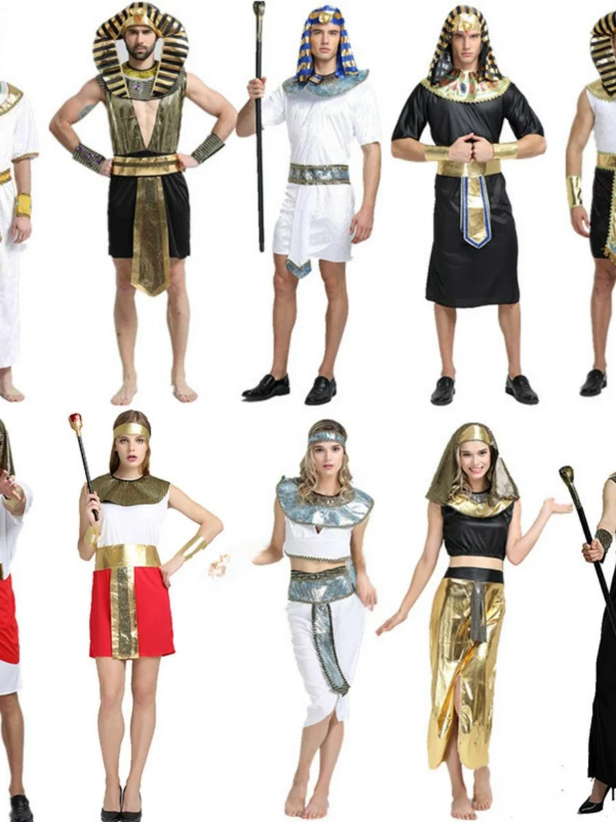 ชุดเจ้าชายฟาโรห์สำหรับผู้ใหญ่ ชุดการแสดงบนเวที ชุดฮาโลวีน 2023 ฤดูใบไม้ผลิ ผ้าโพลีเอสเตอร์ ไม่มีแบรนด์ ชุดพื้นเมืองแบบดั้งเดิม
