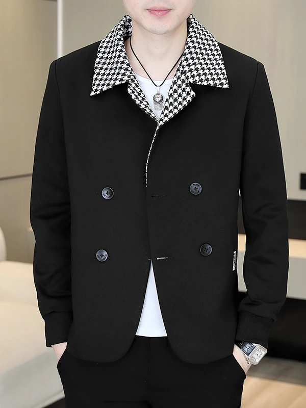 

Мужская куртка с двойной пуговицей Sli ort, модная молодежная модная одежда с воротником, верхняя одежда из полиэфирного волокна Long Sve