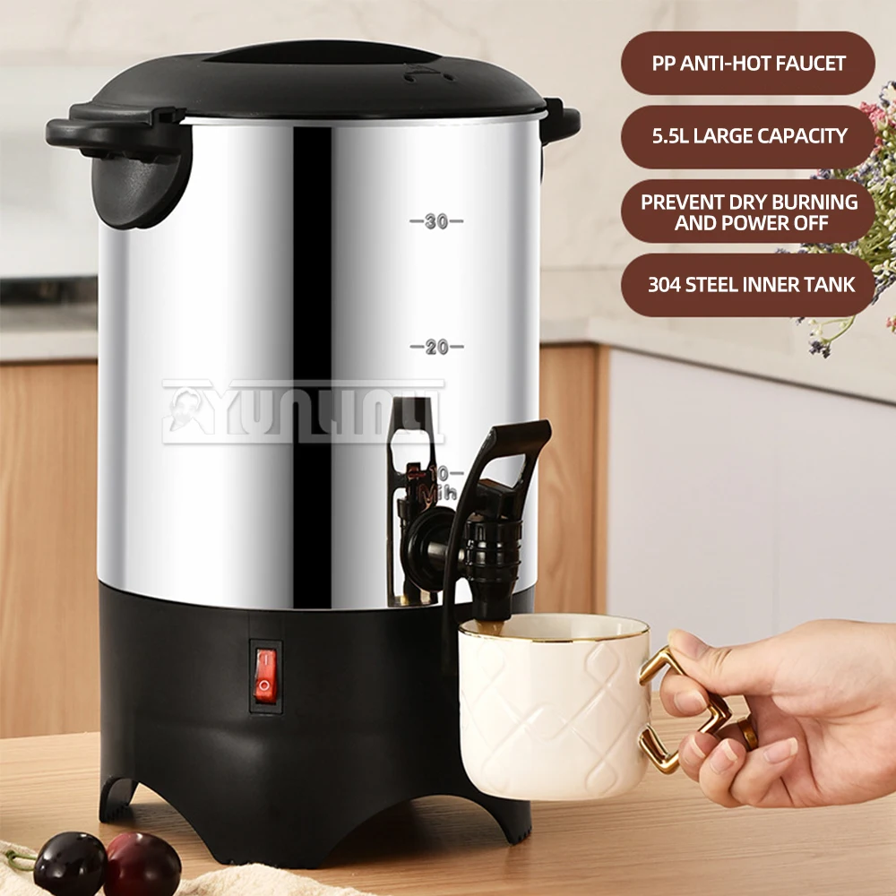 

5.2L Commercial Coffee Urn Stainless Steel Large Coffee Dispenser Household Hot Water Thermal Warming Pot