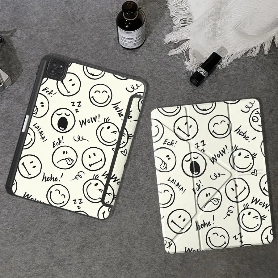 Tablet Case For iPad Mini 6 7 Air 4 5 M3 M2 1 2 M4 11inch Pro 11th 10th 9th 8th 7th 12.9inch Pro 2025 Holder Cover Cute Smile