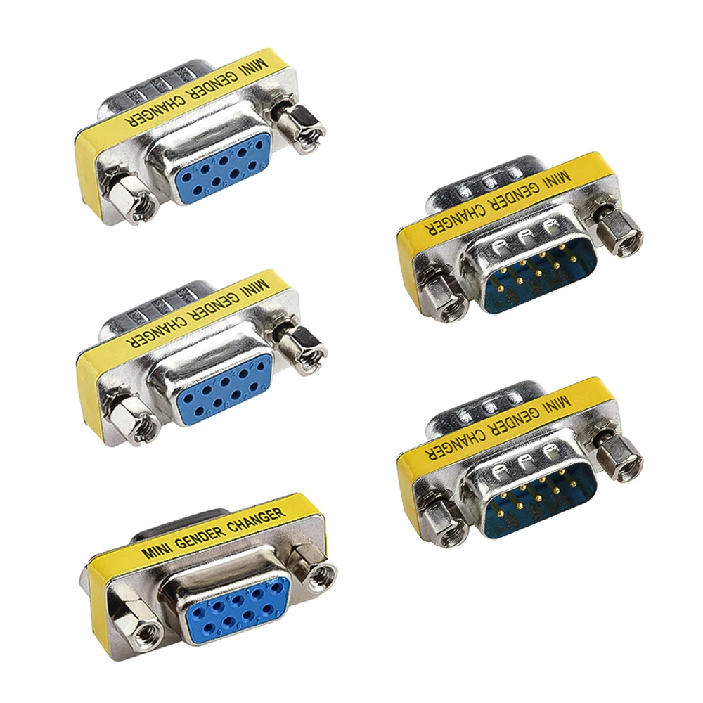 5Pcs/lot DB9 9 Pin RS232 Stecker Adapter Serial Male And Female Converter Com Port Mini db9 RS232 Gender Changer