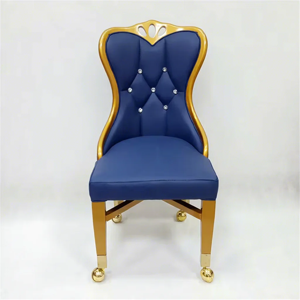 #High Back Seat Player Game Chairs Luxury Casino Armchair Stainless Steel Caster Wheel Poker Chair for Hotel