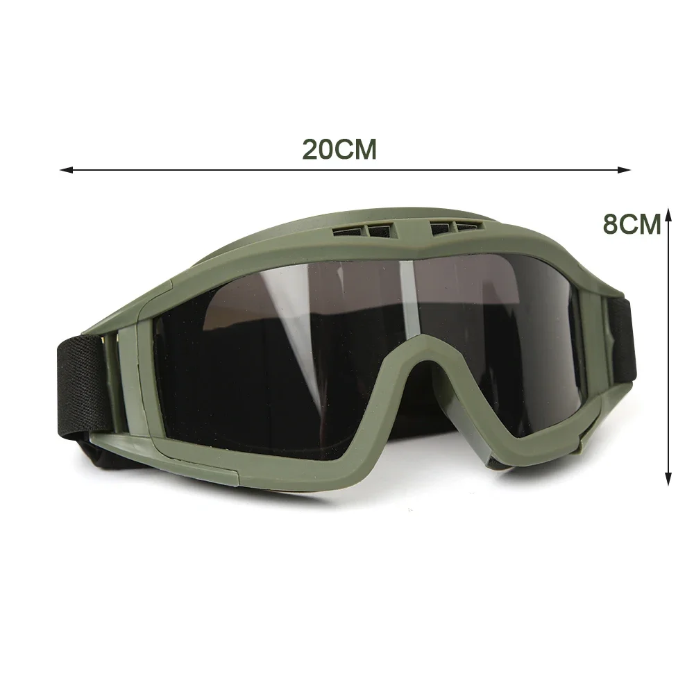 Airsoft Taktische Schutzbrille, 3-Linsen, winddicht, staubdicht, Schießen, Motocross, Motorrad, Bergsteigen, CS, sicherer Schutz – Detail 1