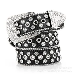 New Belt Wholesale Women's Water Diamond Wide Belt Water Diamond Inlaid Decoration Fashion Versatile Jeans Street Belt