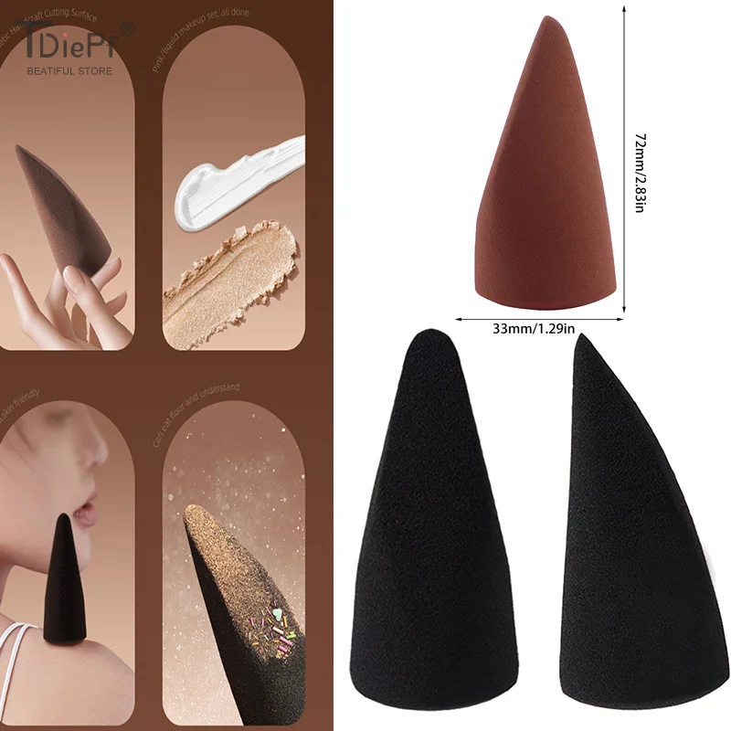 1/2PCS Precision Makeup Sponge Black Brown Wet And Dry Use Soft Sponge Powder Puffs Fingertips Cosmetic Puff Easy To Use Tools