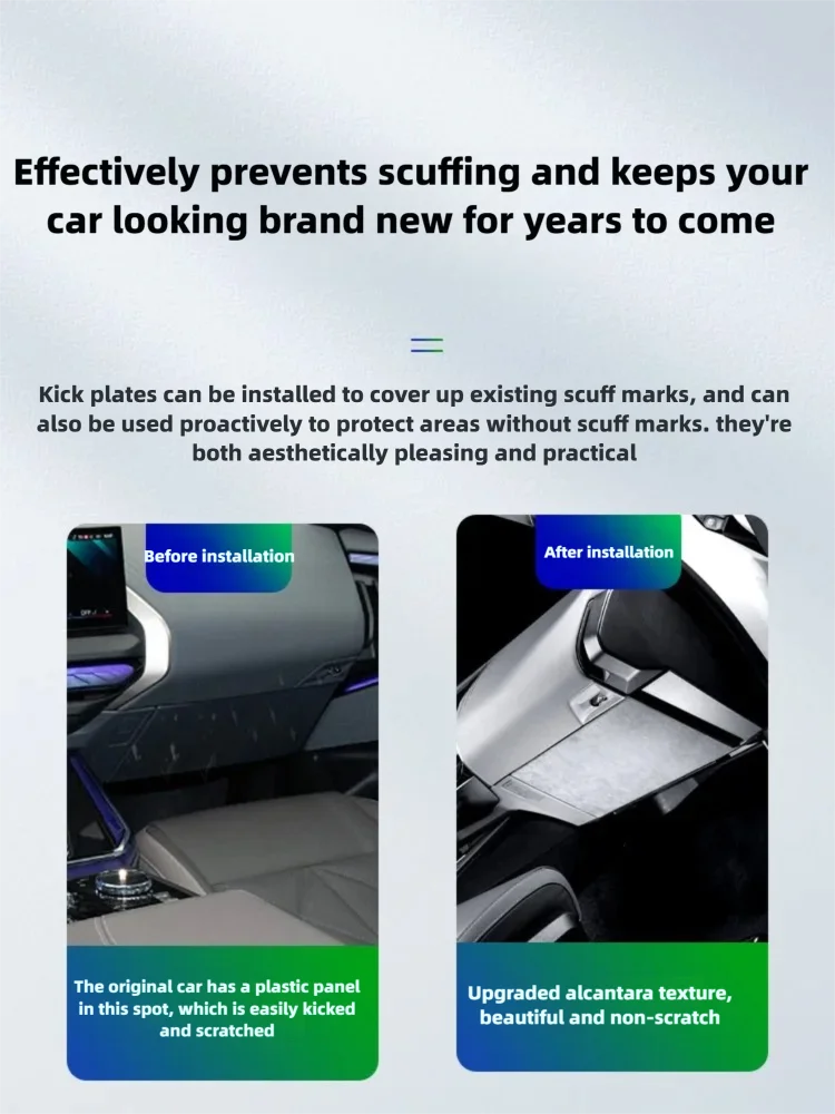 For BMW X3 G01 G08 Alcan tara Car Passenger Side Anti-Kick Decorative Sticker Black Gray Collision Prevention Car Modification