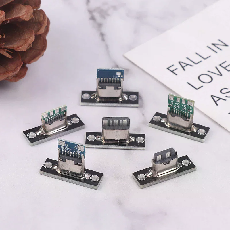 5/10Pcs USB 3.1 Type C Socket With Screw Fixing Plate Type-C USB Jack 3.1 Type-C 2Pin 4Pin Female Connector Jack Charging Port
