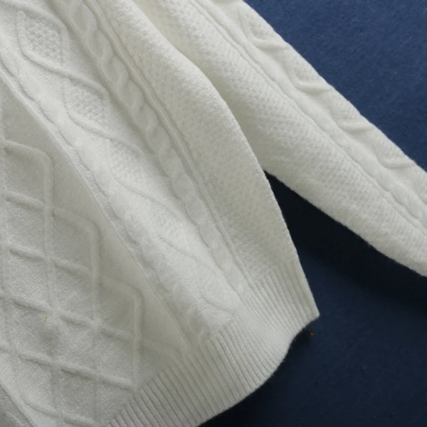 Suéter de Punto Trenzado, Cuello Alto, Ropa Interior, Blanco Puro, Adeazante, Otoño Invierno, Fibra de Polida, Suéter de...