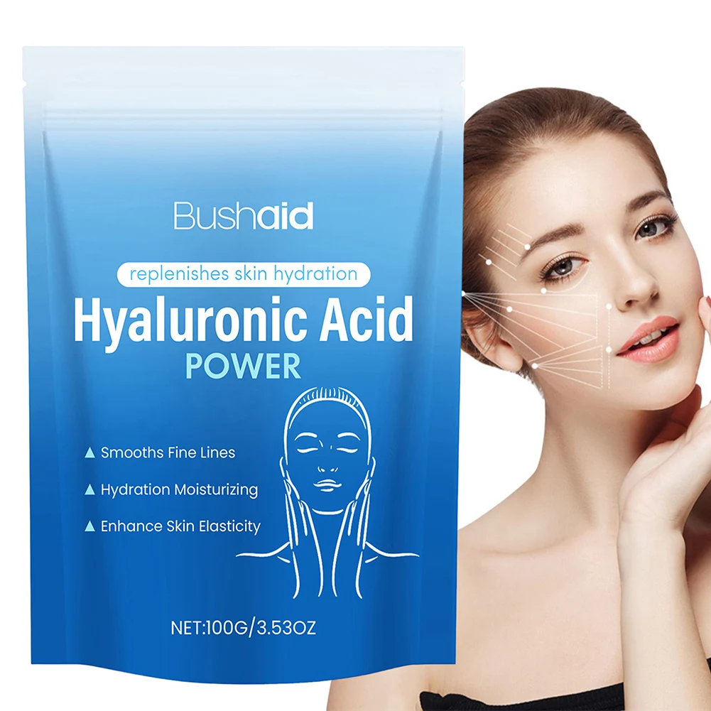 100g de proteína de ácido hialurónico en polvo, tratamientos para la piel, ingrediente hidratante Soluble en agua para suero Facial DIY, producto para el cuidado de la piel