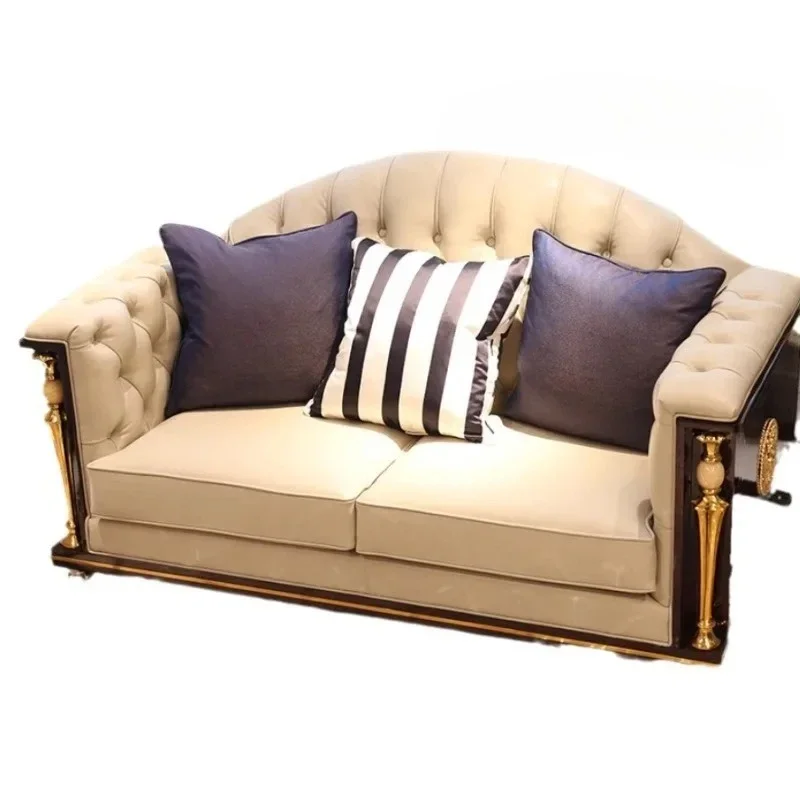 

Light luxury solid wood sofa villa living room luxury neoclassical fashion exquisite designer style high sense