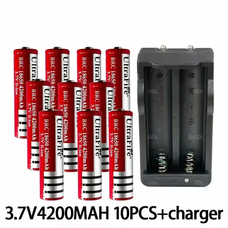 New 18650 Battery 4200mAh 3.7V 18650 Lithium-ion Battery Remote Screwdriver Rechargeable Battery+charger