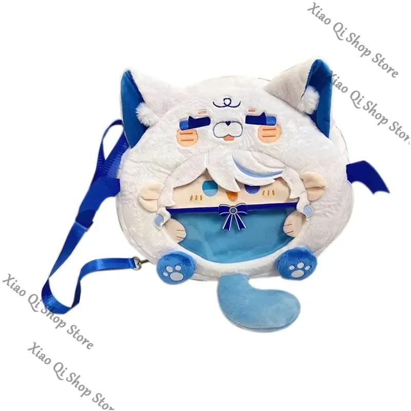 حقيبة كروس رسمية أصلية من Genshin Impact Game ambitus ذات عنصر رباعي FocalorsBig Mouth Anime Furina حقيبة كروس من القطيفة عالية الجودة