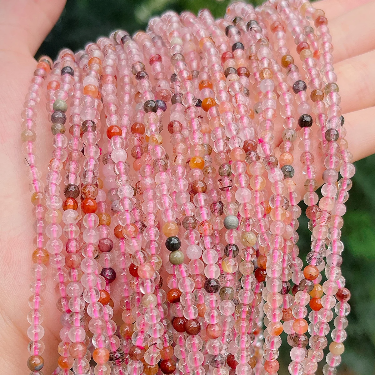 2A Natural Stone Mixed Rutilated Quartz Bead Round Loose Spacer Bead for Jewelry Making DIY Necklace Bracelet Accessory - Image 3