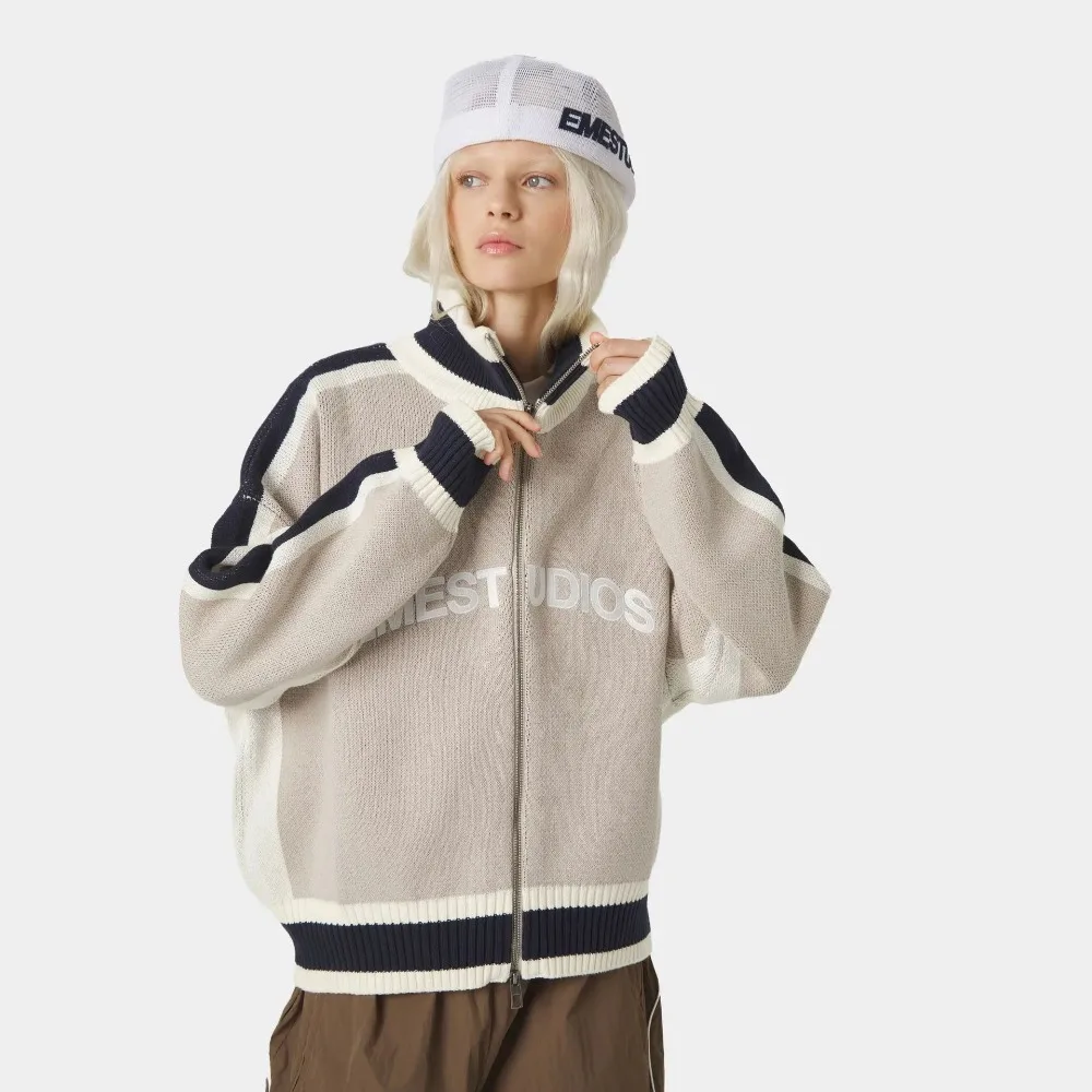 

Оригинальный нишевый дизайн, вязаный кардиган, свитер на осень и зиму, женский свободный мягкий теплый свитер в стиле ретро для повседневного музыкального фестиваля, свитер для пар