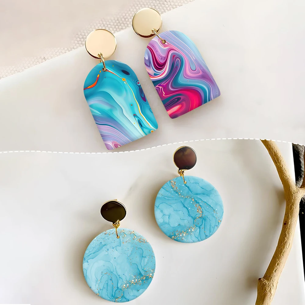 Summer Sea Abstract Pattern Soft Ceramic Earrings Water Soluble Disposable Stickers For DIY Jewelry Making Decal 2025