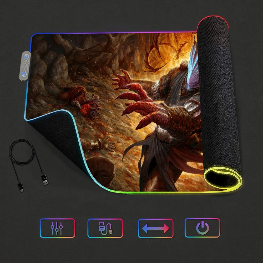 

Mousepads Mat Gaming MousePad LED Table Pads Backlit Rubber Desktop XXL Baldurs RGB Desk 3 Micro Gate USB