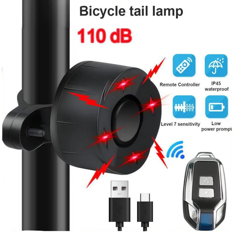 

ZK30 Bicycle Alarm Taillight Burglar Bike Light USB Charging Smart Auto Brake Sensing Waterproof Anti Theft Smart Bicycle Light