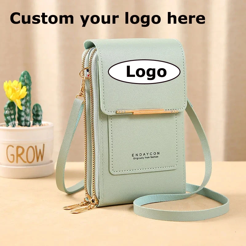 

Personalized PU Female Handbag Bag Crossbody Touch Screen Cell Phone Custom Purse Wallet Anti Theft With Credit Card Slots