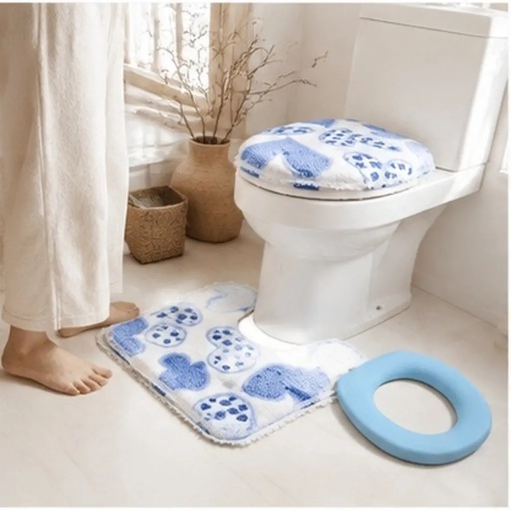2Pcs Thickened Toilet Seat Cover Set Soft Coral Fleece Fabric Fits Standard Toilets Year Round Warmth Durability Fine