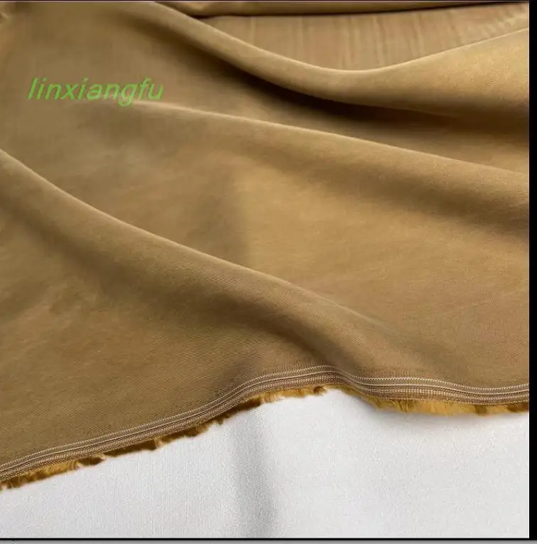 Tessuto di seta di ammoniaca di rame colorato solido sabbiato pesante, tessuto di seta fresco di fascia alta, tessuto di abbigliamento per pantaloni