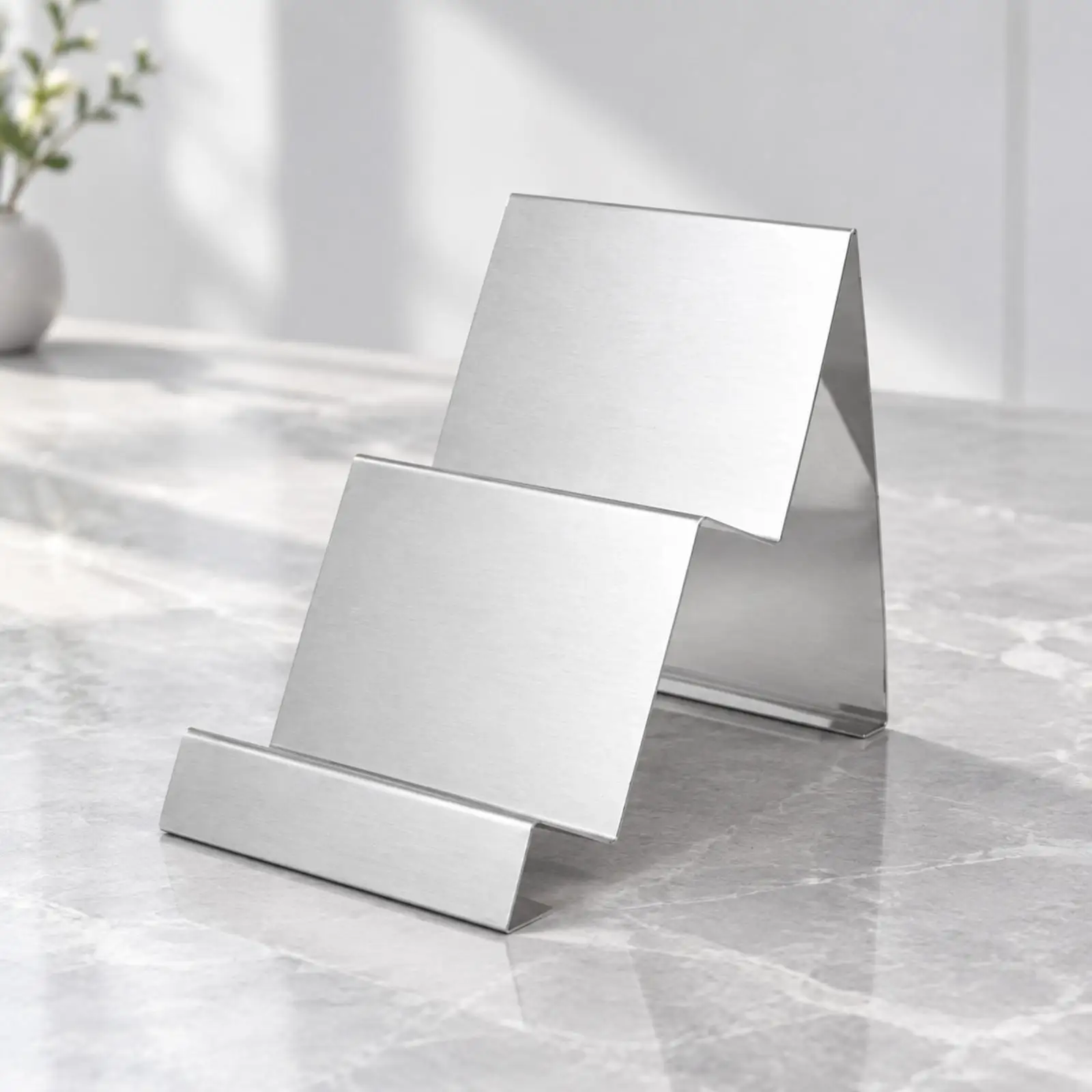 Retail Wallet Display Stand with Retaining Lips Stainless Steel Two Tier Rack for Boutique Counter