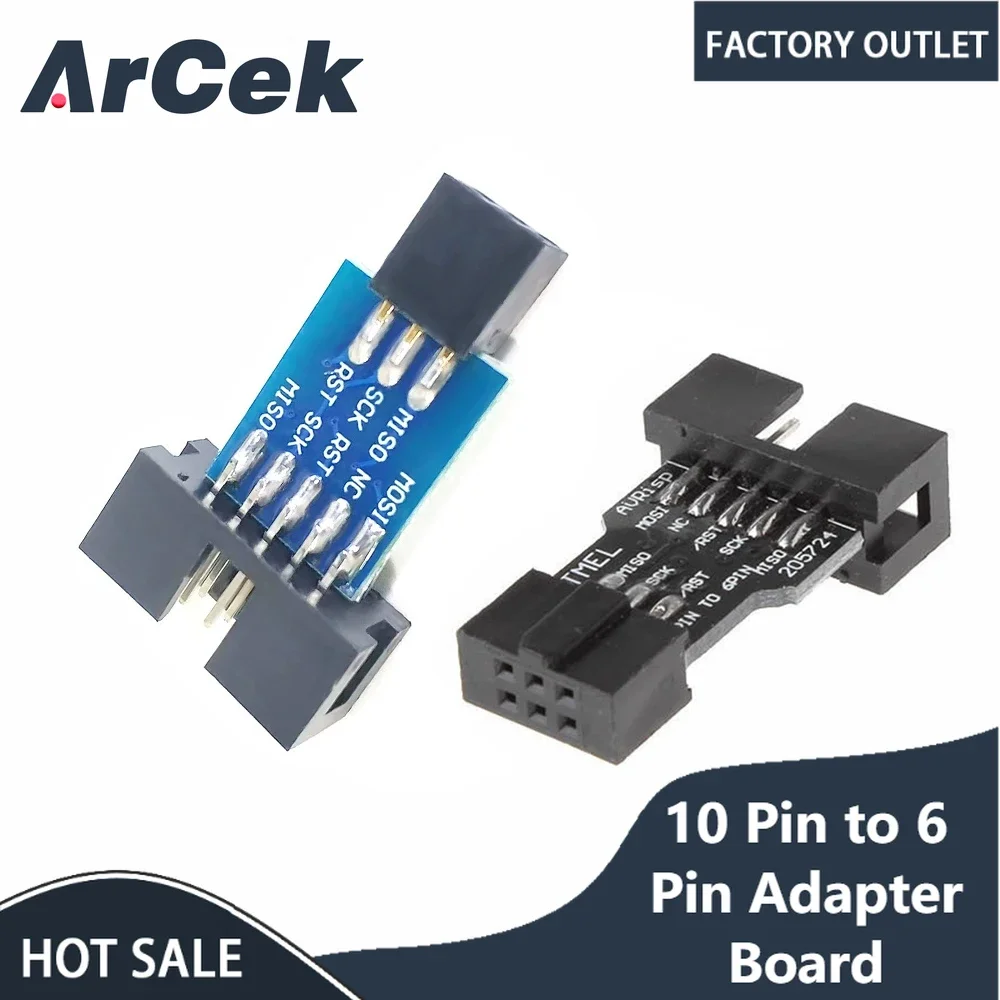 10 Pin to 6 Pin Adapter Board for AVRISP MKII USBASP STK500 High Quality