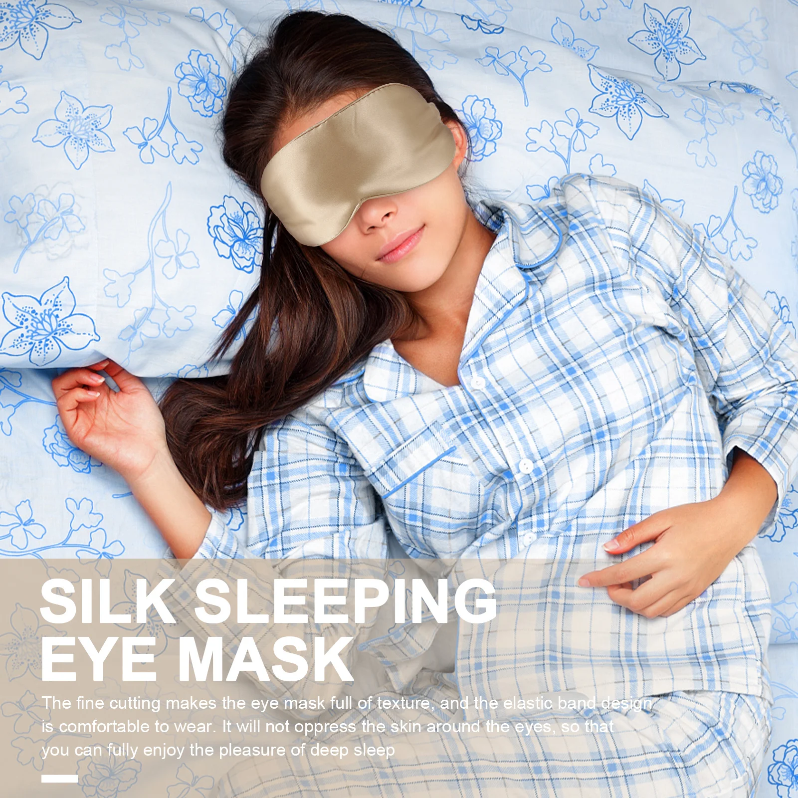 

Шелковая маска для глаз Легкий дышащий чехол Блокируется усталости Удобная эластичная лента для сна