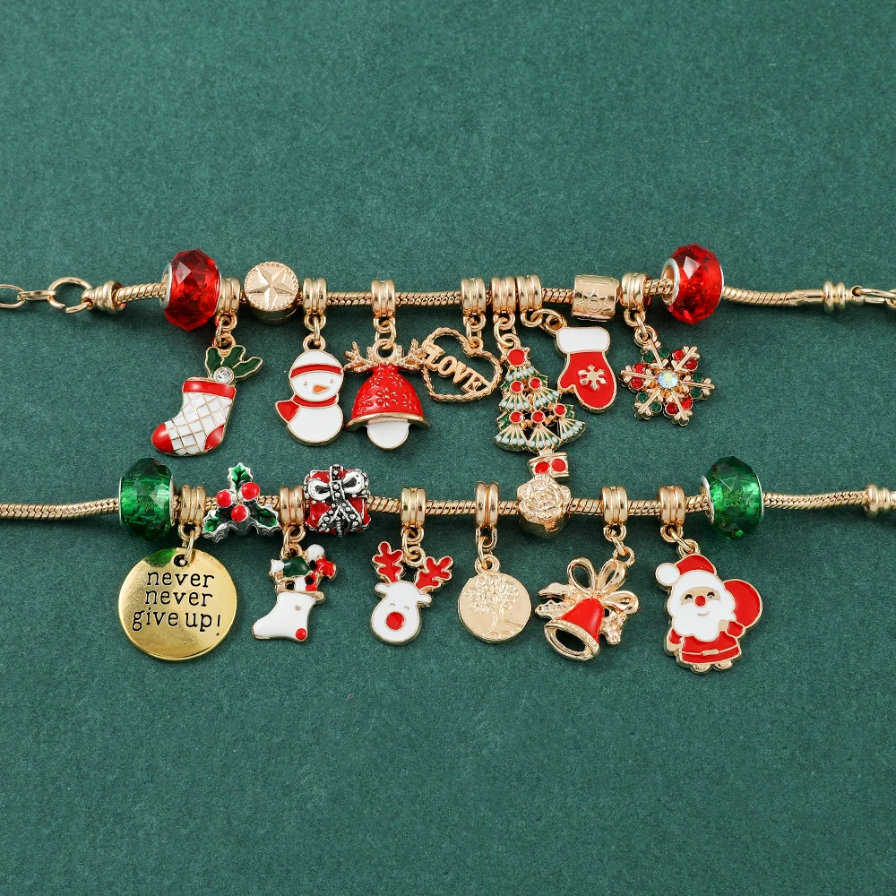 Christmas Countdown 24DIY Bracelet Set, Fashionable and Simple Women's Jewelry Zinc Alloy Beaded Bracelet Christmas Gift