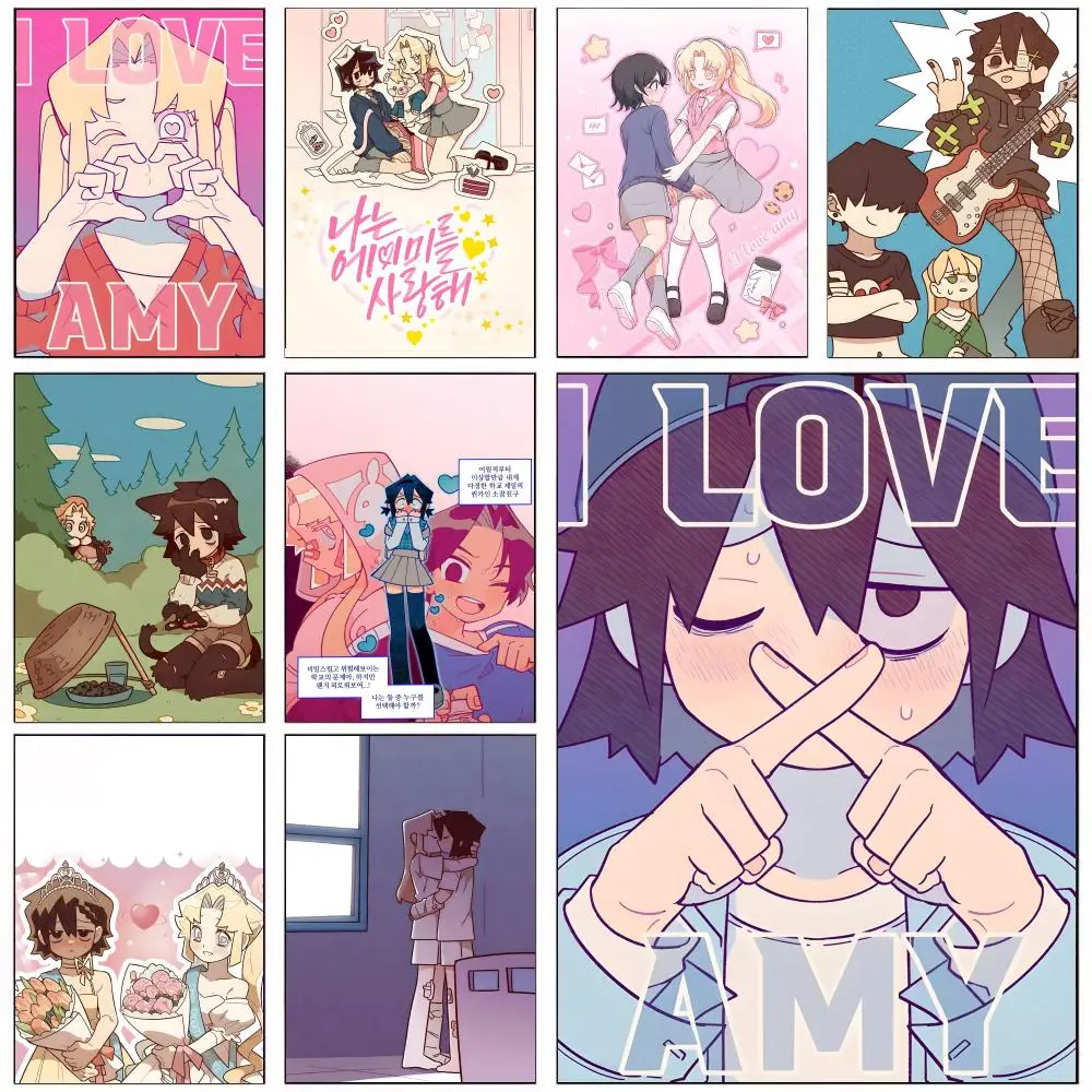 Ich liebe A-Amy Anime-Poster, abnehmbarer Wandaufkleber, selbstklebendes Kunstwandbild, Zuhause, Büro, Wohnzimmer, Esszimmer, Wanddekoration