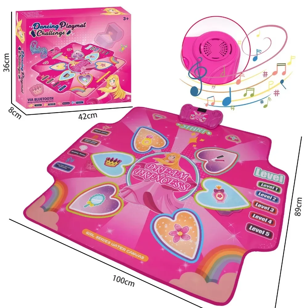 Dance Mat Game With LED Lights,Elecrtic Dancing Play Mat Game Adjustable Volume Built-in Music Princess Dancing Mats for Kids